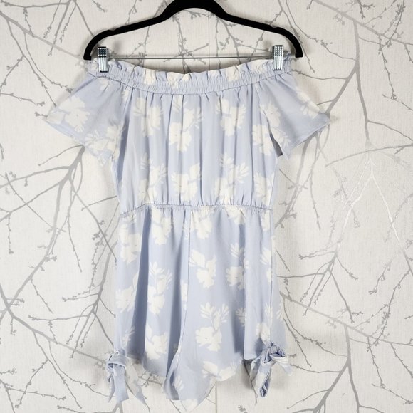 Sabo Skirt Periwinkle Floral Printed Off The Shoulder Romper - Picture 4 of 5